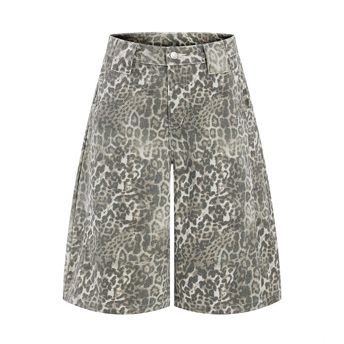 "Leopard Print" Denim Jorts